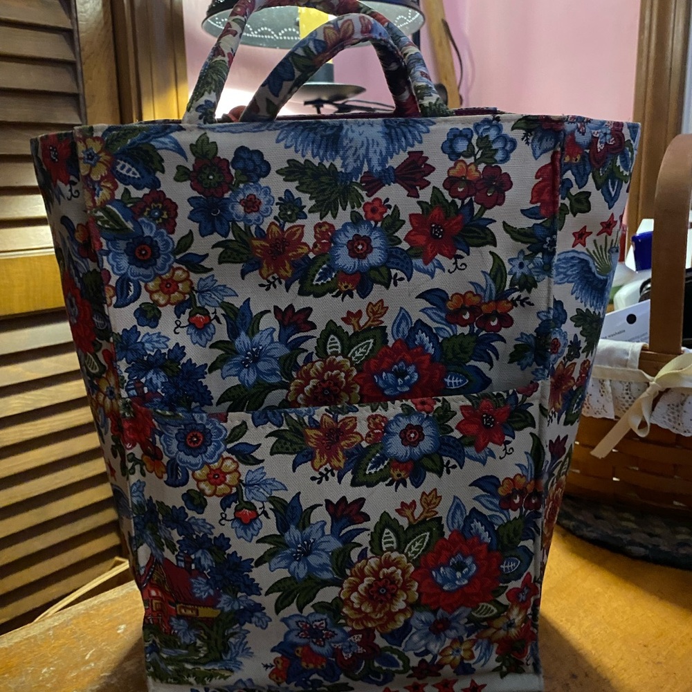Stunning and Vibrant Floral and Eagle Canvas Tote Bag- Margaret Smith